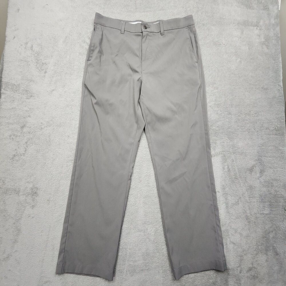 Callaway Mens 34x32 Gray Golf Pants Flat Front Straight Leg Polyester Blend